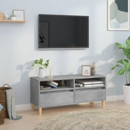 Berkfield Home TV Cabinet Concrete Grey 100x34.5x44.5 cm Engineered Wood - thumbnail 1