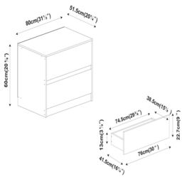 EONLION 2-Drawers Chest Dresser, Adjustable Feet Bedroom Storage Unit in Grey - thumbnail 2