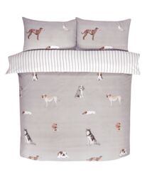 Rapport Home Paws & Tails Microfibre Reversible Duvet Cover Set with Pillowcase in Grey - Size: King - thumbnail 3