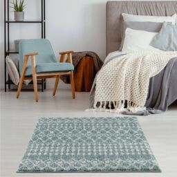 THE RUGS Soft Moroccan Diamond Shaggy Rugs & Runner Duck Egg Blue Living Room - Size: 80 cm x 150 cm - thumbnail 7