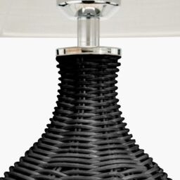 Ruma Rattan Bottle Table Lamp with Shade in Black - thumbnail 4