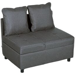 HOMCOM Folding Sleeper Sofa Bed Chair with Pillows, Pocket in Grey - thumbnail 2