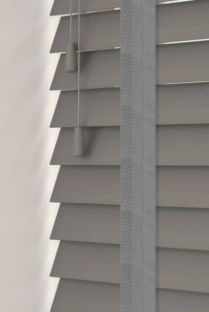 Blinds Outlet Faux Wooden Venetian Blinds with Tapes in Dark Grey - Size: 45 cm width x 120 cm drop - image 1