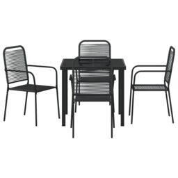 Berkfield Home 5 Piece Garden Dining Set Black Cotton Rope & Steel - thumbnail 7