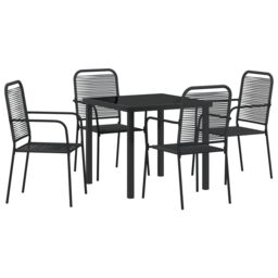 Berkfield Home 5 Piece Garden Dining Set Black Cotton Rope & Steel - thumbnail 2