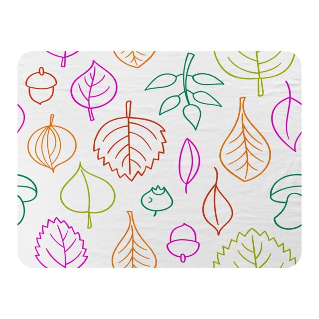 Benjamin Tate Design Multi Colour Leaves Illustration Blanket in Natural - Size: 120 cm x 150 cm - image 1