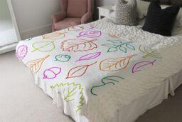 Benjamin Tate Design Multi Colour Leaves Illustration Blanket in Natural - Size: 120 cm x 150 cm - thumbnail 3
