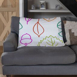 Benjamin Tate Design Multi Colour Leaves Illustration Blanket in Natural - Size: 120 cm x 150 cm - thumbnail 2