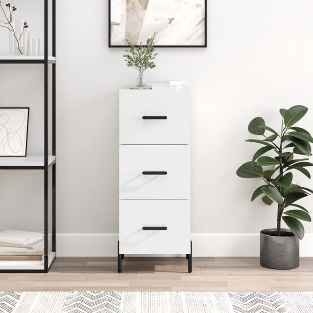 Berkfield Home Sideboard High Gloss White 34.5x34x90 cm Engineered Wood - image 1