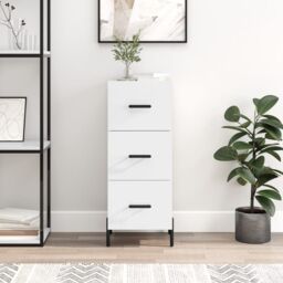Berkfield Home Sideboard High Gloss White 34.5x34x90 cm Engineered Wood - thumbnail 1