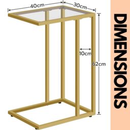 Rafaelo Mobilia Set of 2 Tempered Glass Sofa Side Table in Gold - thumbnail 6