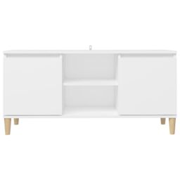 Berkfield Home TV Cabinet with Solid Wood Legs White 103.5x35x50 cm - thumbnail 5