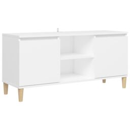 Berkfield Home TV Cabinet with Solid Wood Legs White 103.5x35x50 cm - thumbnail 2