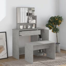 Berkfield Home Dressing Table Set Concrete Grey 86.5x35x136 cm - thumbnail 1
