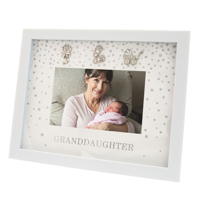 Happy Homewares Modern Granddaughter 4x6 White Frame with Silver Foil Falling Dots - image 1