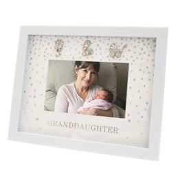 Happy Homewares Modern Granddaughter 4x6 White Frame with Silver Foil Falling Dots - thumbnail 1