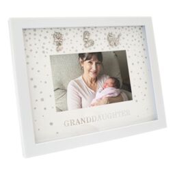 Happy Homewares Modern Granddaughter 4x6 White Frame with Silver Foil Falling Dots - thumbnail 2