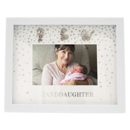 Happy Homewares Modern Granddaughter 4x6 White Frame with Silver Foil Falling Dots - thumbnail 3