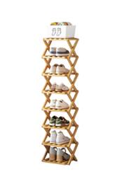 Living and Home 8-Tier Bamboo Folding Shoe Rack in Brown - thumbnail 2