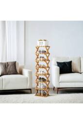 Living and Home 8-Tier Bamboo Folding Shoe Rack in Brown - thumbnail 5