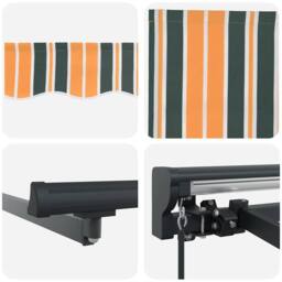 Berkfield Home Retractable Awning Manual Green & Yellow 300x250 cm Polyester - thumbnail 8