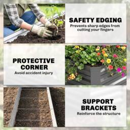 KORVIXA Dark Grey Galvanised Raised Garden Bed - Size: 1.25kg - thumbnail 4