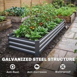 KORVIXA Dark Grey Galvanised Raised Garden Bed - Size: 1.25kg - thumbnail 3