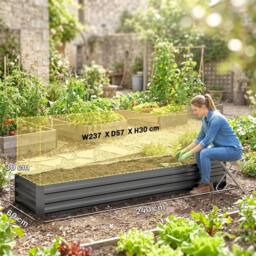 KORVIXA Dark Grey Galvanised Raised Garden Bed - Size: 1.25kg - thumbnail 2
