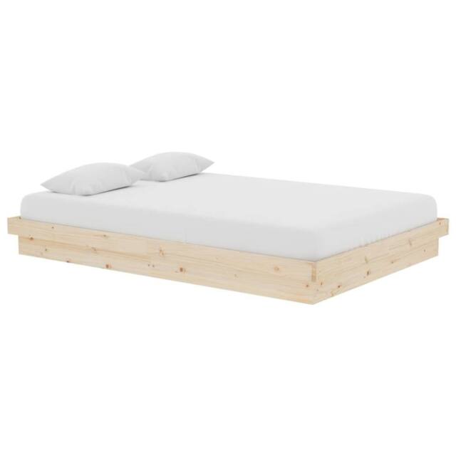 Berkfield Home Beautiful 819907 Bed Frame without Mattress Solid Wood 140x200 cm in Light Tan - image 1