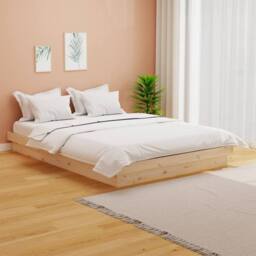 Berkfield Home Beautiful 819907 Bed Frame without Mattress Solid Wood 140x200 cm in Light Tan - thumbnail 2