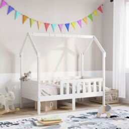 Berkfield Home Kids' House Bed Frame without Mattress White 80x160 cm Pine - thumbnail 1