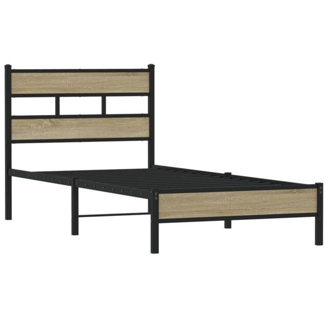 Berkfield Home Elegant Bed Frame without Mattress Sonoma Oak 100x190 cm Engineer in Brown - image 1