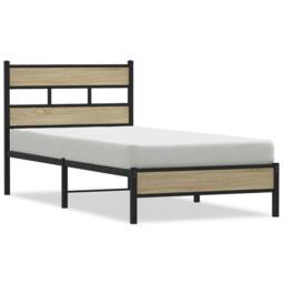 Berkfield Home Elegant Bed Frame without Mattress Sonoma Oak 100x190 cm Engineer in Brown - thumbnail 3