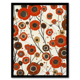 "Artery8 Red Poppy Wildflowers Artwork Abstract Floral Framed Art Print - Size: W12"" x H16""" - thumbnail 1
