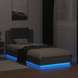 Berkfield Home Durable Bed Frame with LED without Mattress Grey Sonoma 90x200 cm - thumbnail 4