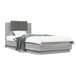 Berkfield Home Durable Bed Frame with LED without Mattress Grey Sonoma 90x200 cm - thumbnail 5