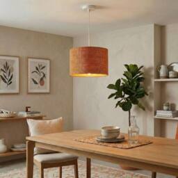 Happy Homewares Designer Bobbled & Textured Linen Lamp Shade in Rustic Orange - Size: 12 inches - thumbnail 7