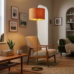 Happy Homewares Designer Bobbled & Textured Linen Lamp Shade in Rustic Orange - Size: 12 inches - thumbnail 6