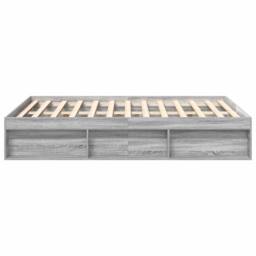 Berkfield Home Modern Bed Frame Grey Sonoma 150x200 cm King Size - thumbnail 6