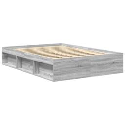 Berkfield Home Modern Bed Frame Grey Sonoma 150x200 cm King Size - thumbnail 1