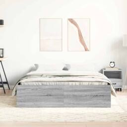 Berkfield Home Modern Bed Frame Grey Sonoma 150x200 cm King Size - thumbnail 4