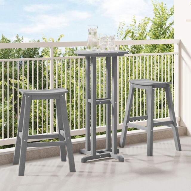 Berkfield Home 3 Piece Garden Bar Set Light Grey HDPE - image 1