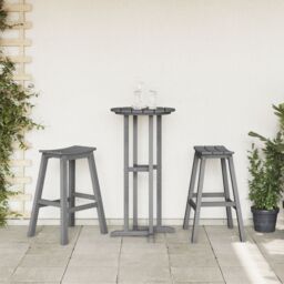 Berkfield Home 3 Piece Garden Bar Set Light Grey HDPE - thumbnail 4