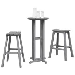 Berkfield Home 3 Piece Garden Bar Set Light Grey HDPE - thumbnail 3