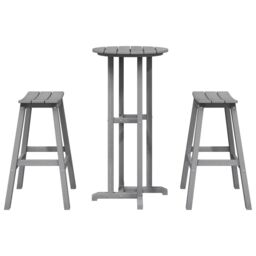 Berkfield Home 3 Piece Garden Bar Set Light Grey HDPE - thumbnail 7