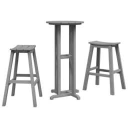 Berkfield Home 3 Piece Garden Bar Set Light Grey HDPE - thumbnail 2