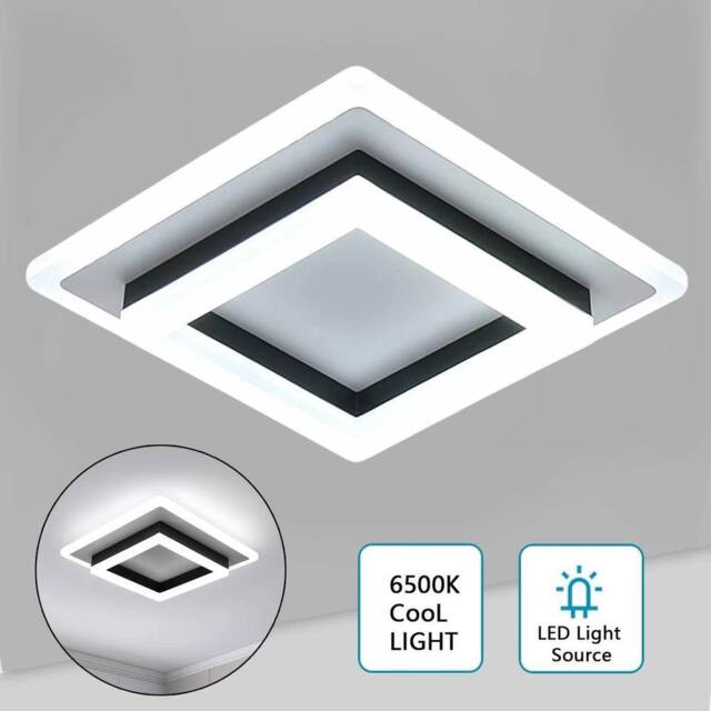 KORVIXA 24W LED Ceiling Light Square Acrylic Ceiling Lamp Cloakroom Bathroom in White - image 1