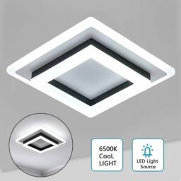 KORVIXA 24W LED Ceiling Light Square Acrylic Ceiling Lamp Cloakroom Bathroom in White - thumbnail 1
