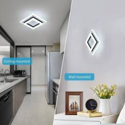 KORVIXA 24W LED Ceiling Light Square Acrylic Ceiling Lamp Cloakroom Bathroom in White - thumbnail 6