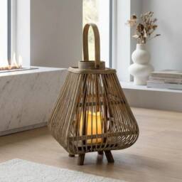 Garden Greatness Small Natural Bamboo LED Lantern - Size: 1 Pack - thumbnail 1